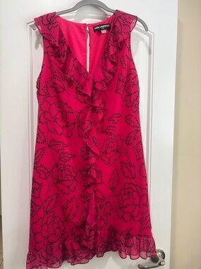 Karl Lagerfeld Hot Pink with Black Polka Dot Shift Dress